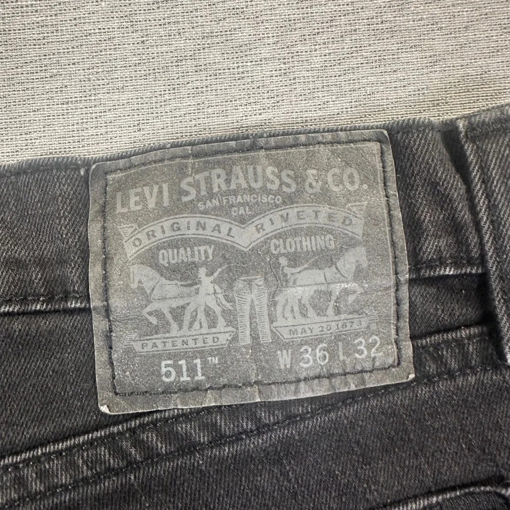 Levis 511 Straight Fit Jeans Men 36x32 (Fits 38x31) Charcoal Black Stretch Denim